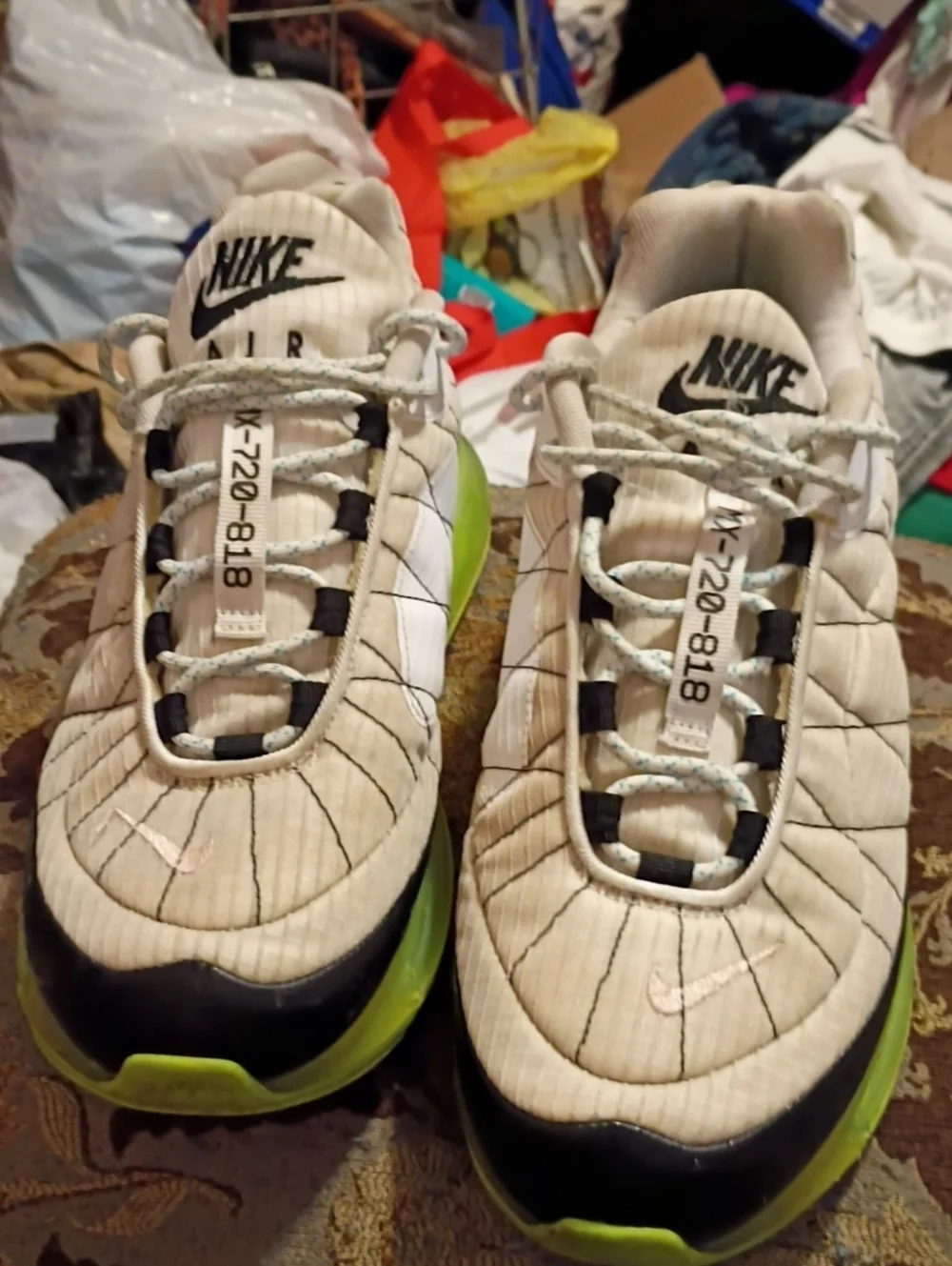 Nike Kids White Sneakers with Lime Green Accents